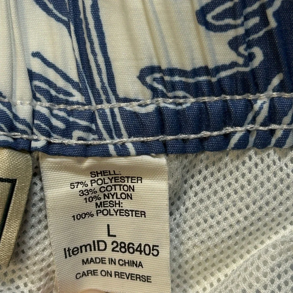 LL Bean Swim Trunks Mens L Blue Marlin Fish Print Mesh Lined Board Shorts 286405